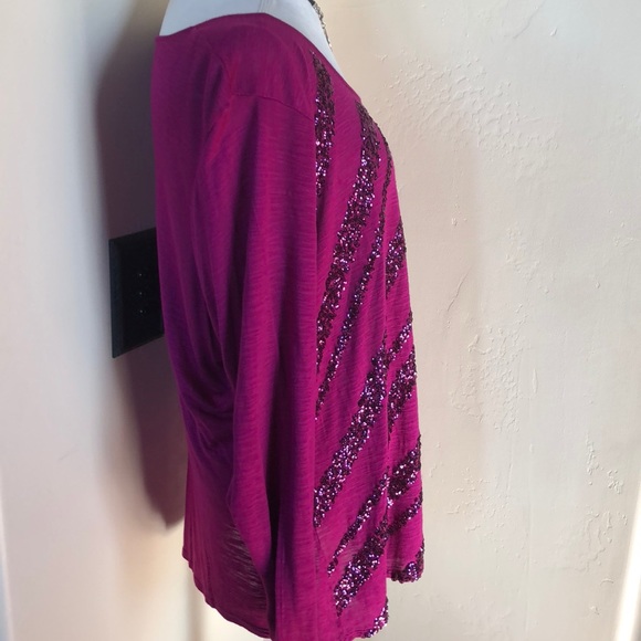 REDUCED! Plus Size Cranberry Sequenced Blouse- NWT - Picture 2 of 6